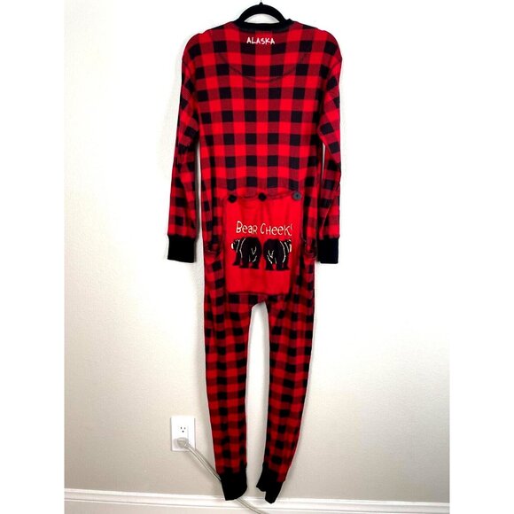 Lazy One Adult Small Buffalo Plaid Union Suit One Piece Pajama Flap Jacks UNISEX - Picture 2 of 10